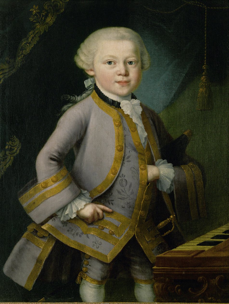 Mladý Mozart ve dvorním oděvu (olej na plátně) od Peter Anton Lorenzoni