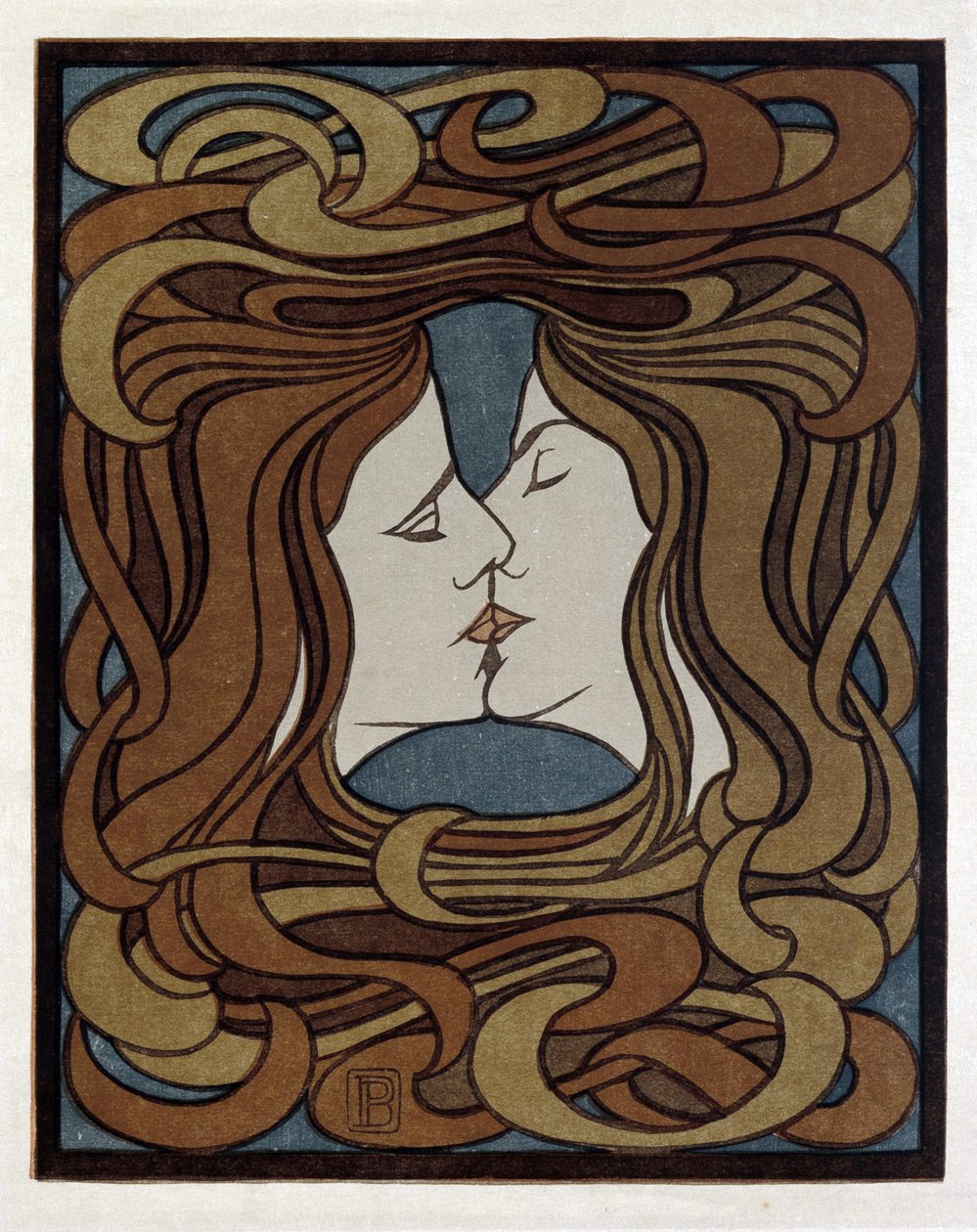 The Kiss - Behrens, Peter (1868-1940) - 1900 - Dřevoryt - Muzeum umění a řemesel Hamburk od Peter Behrens