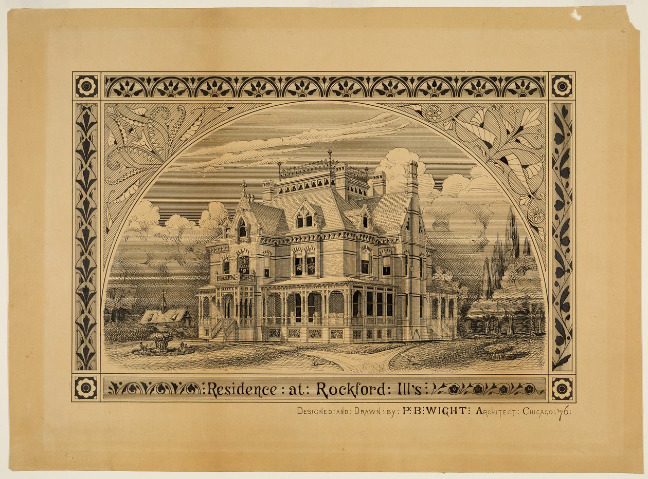 NC Thompson House, Rockford, Illinois, Perspective od Peter Bonnett Wight