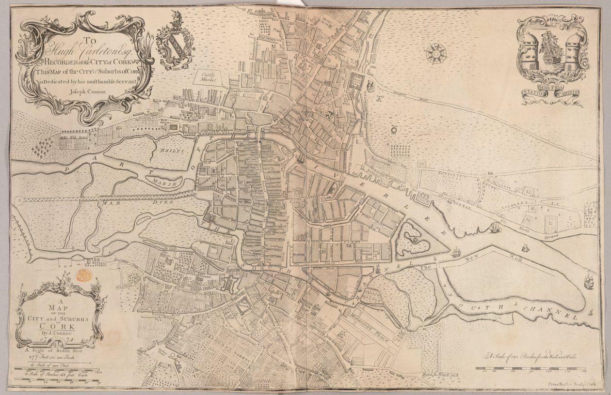 Mapa města a předměstí Corku od Peter Butler