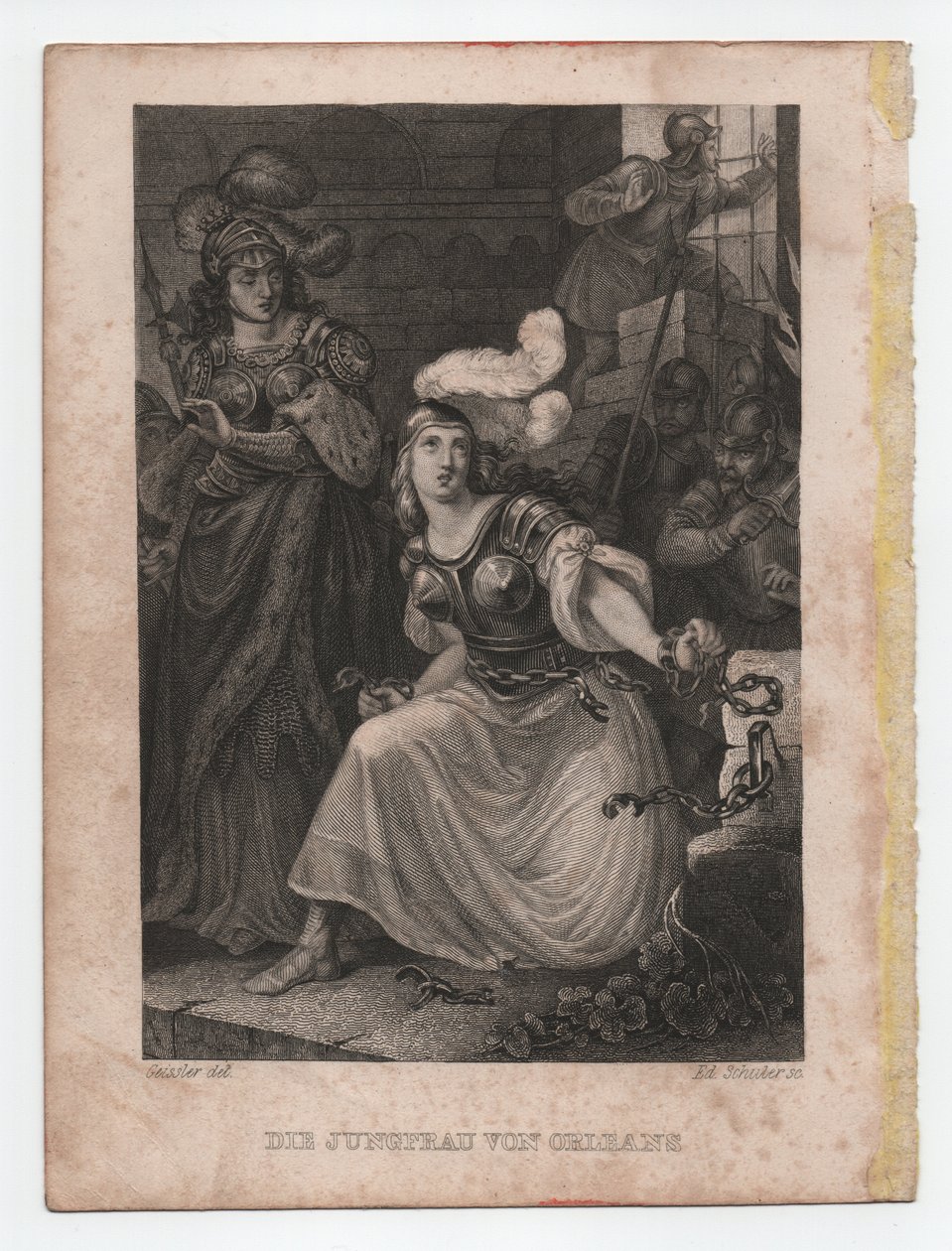 Orleánská panna, asi 1840 (rytina) od Peter Carl Geissler