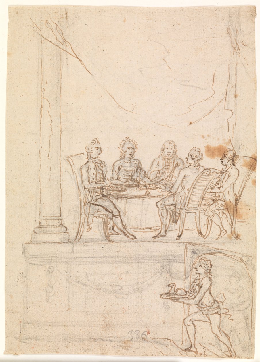 Královská rodina u stolu na zámku Hirschholm 29. září 1771 od Peter Cramer