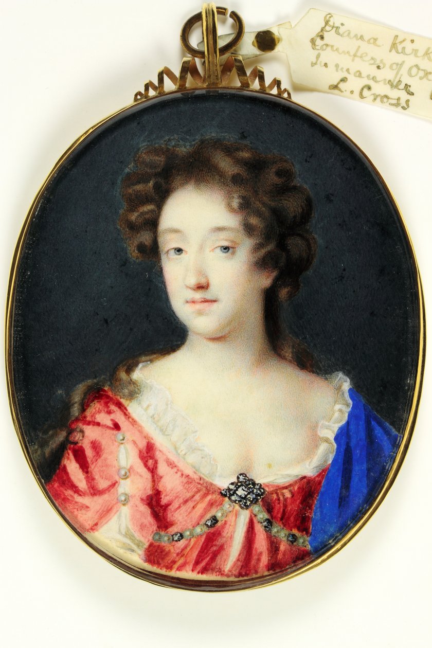 Diana Kirke, hraběnka z Oxfordu (akvarel na pergamenu) od Peter Cross