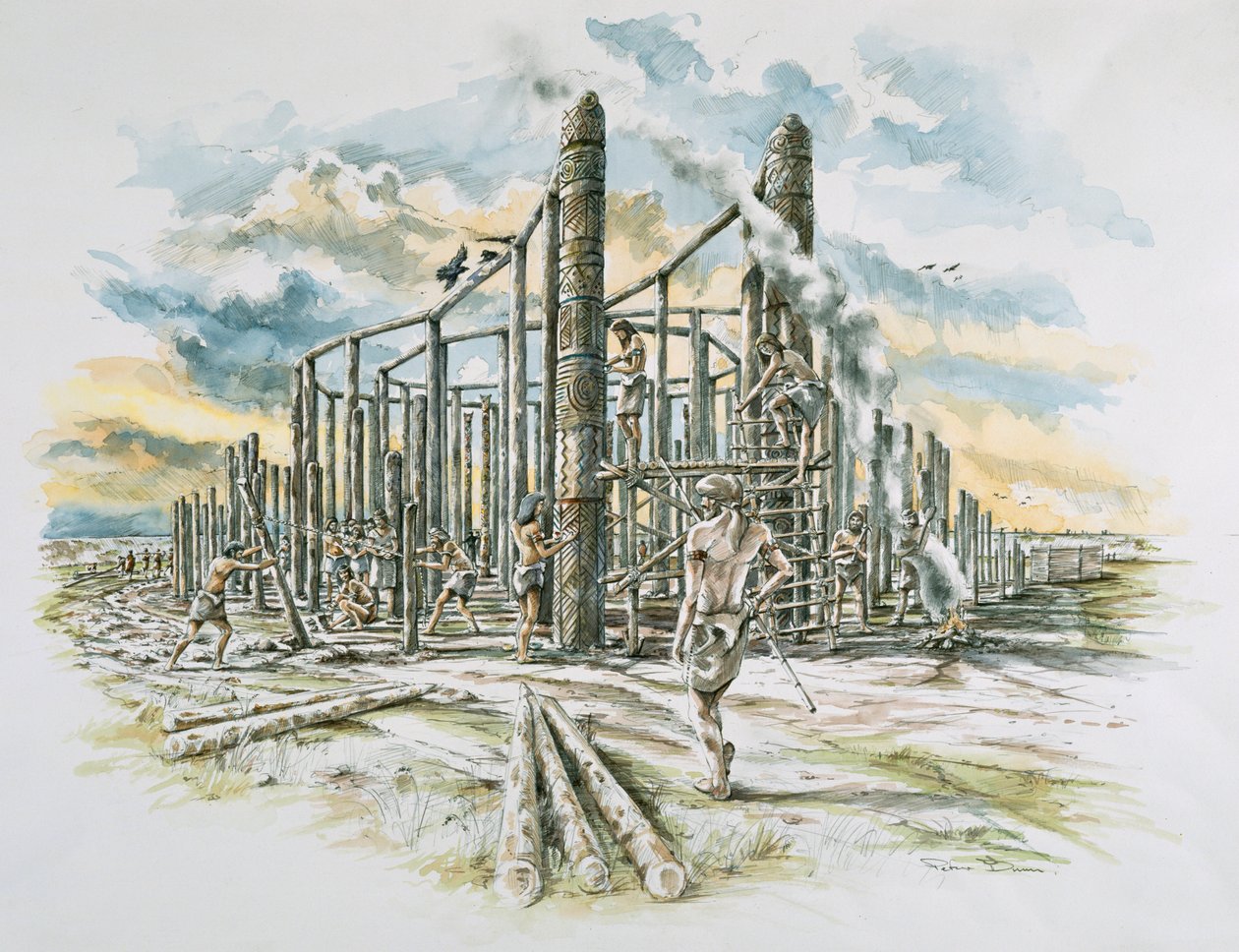 Durrington Walls, Wiltshire, kolem 2500 př. n. l. počátek 21. století od Peter Dunn