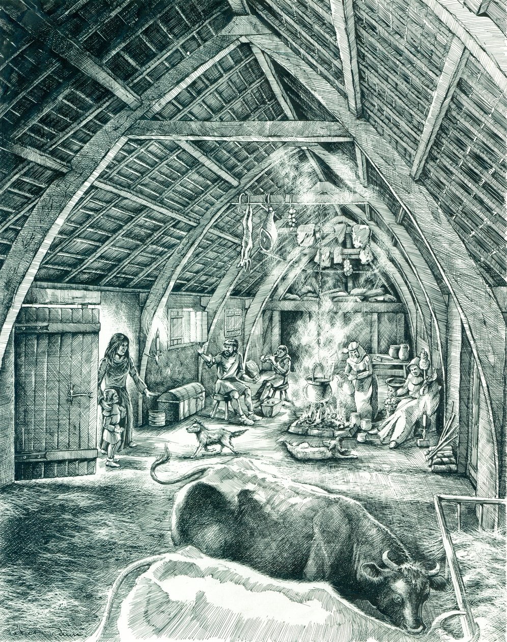 Středověký selský dům, 13.-15. století, c1980-2010 od Peter Dunn