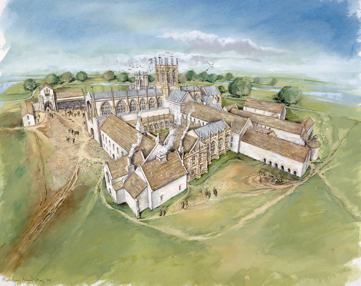 Muchelney Abbey, c16. století, c1990-2010 od Peter Dunn