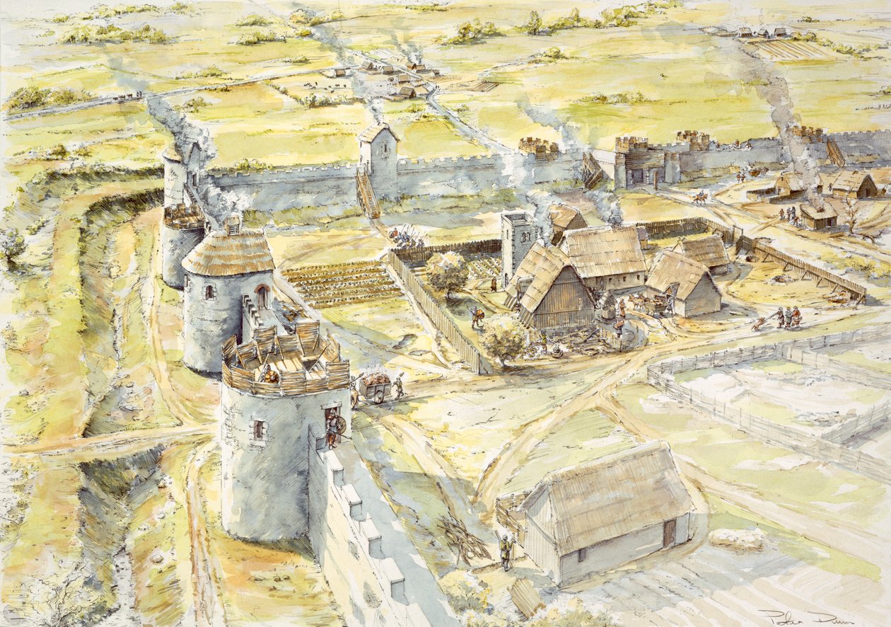 Hrad Portchester, konec 10. století, c1990-2010 od Peter Dunn
