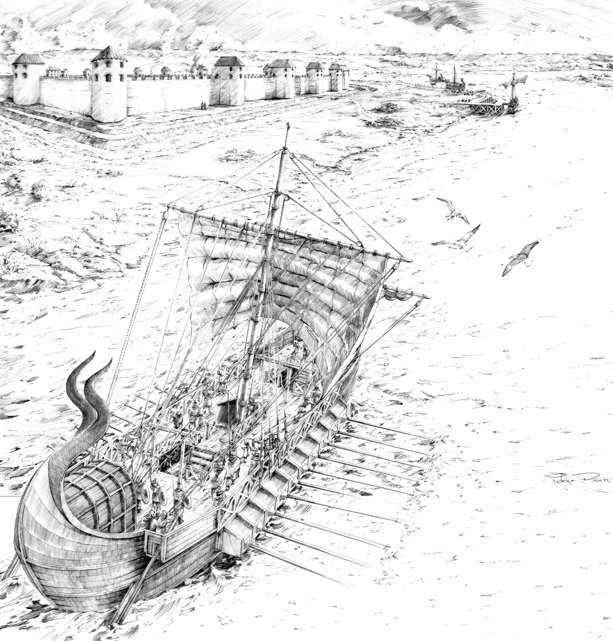 Římská galéra, c4. století, c1990-2010 od Peter Dunn