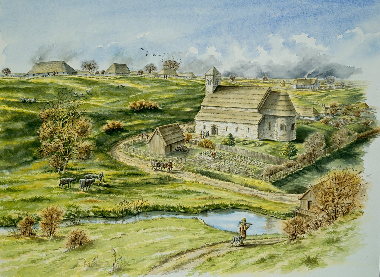 Středověká vesnice Wharram Percy, konec 12. století, c1990-2010 od Peter Dunn
