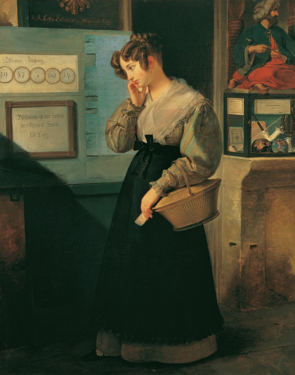 Dívka před loterijním obchodem, 1829. od Peter Fendi