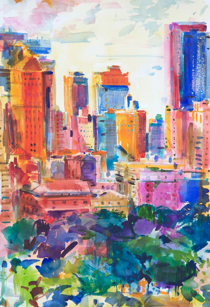 Central Park West, 2011 (wc na papíře) od Peter Graham (Contemporary)