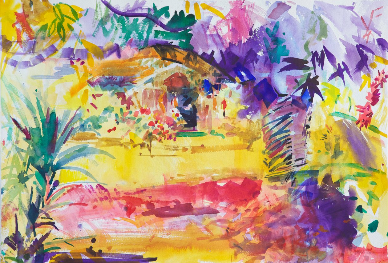 Gauguins Garden, 2011 (wc na papíře) od Peter Graham (Contemporary)