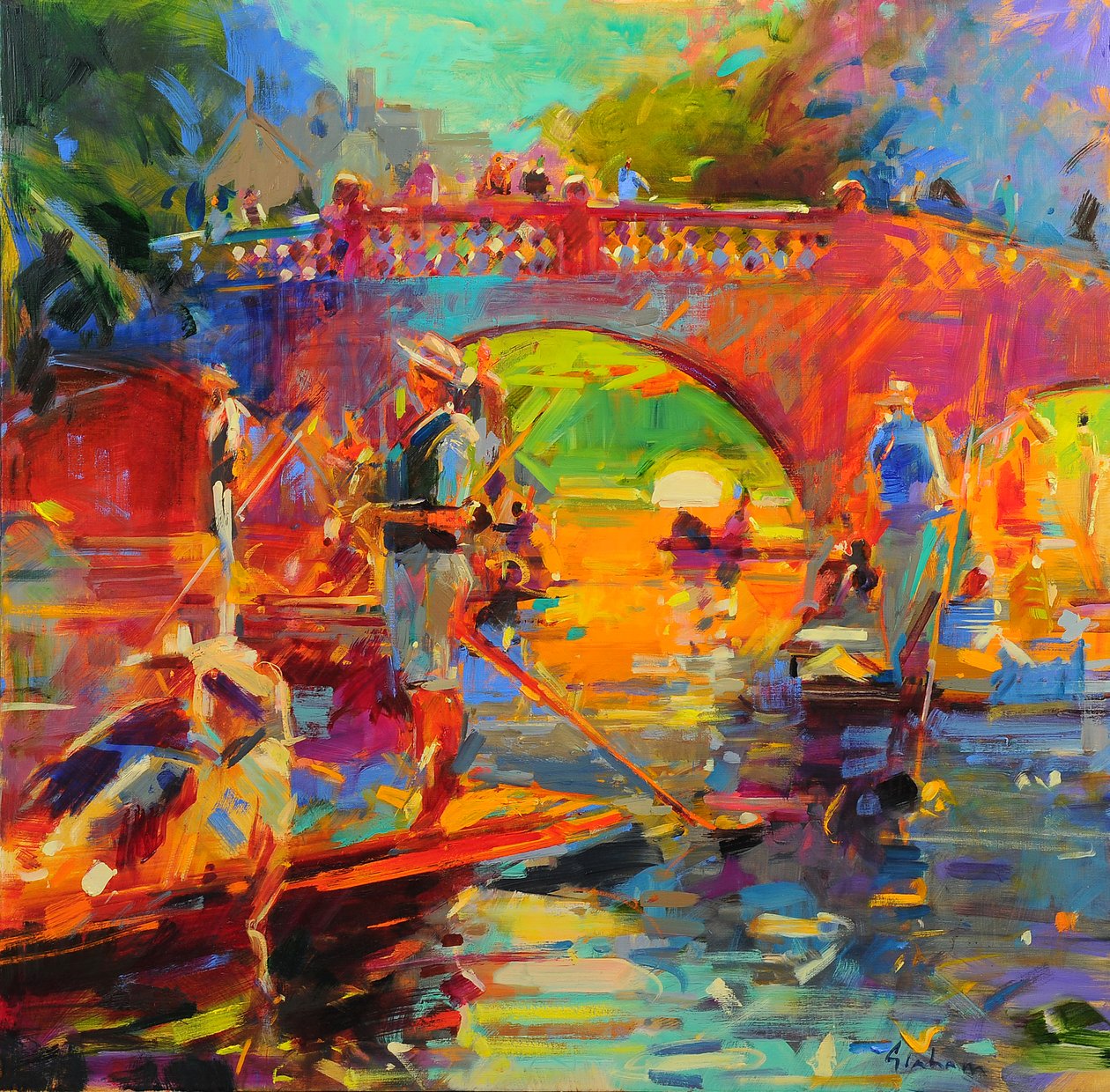 Punts, Clare Bridge od Peter Graham (Contemporary)