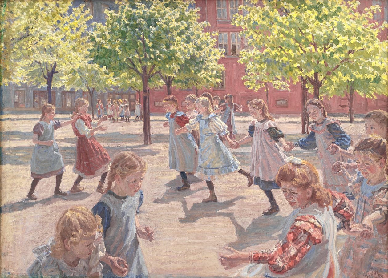 Hrající si děti, Enghave Square od Peter Hansen