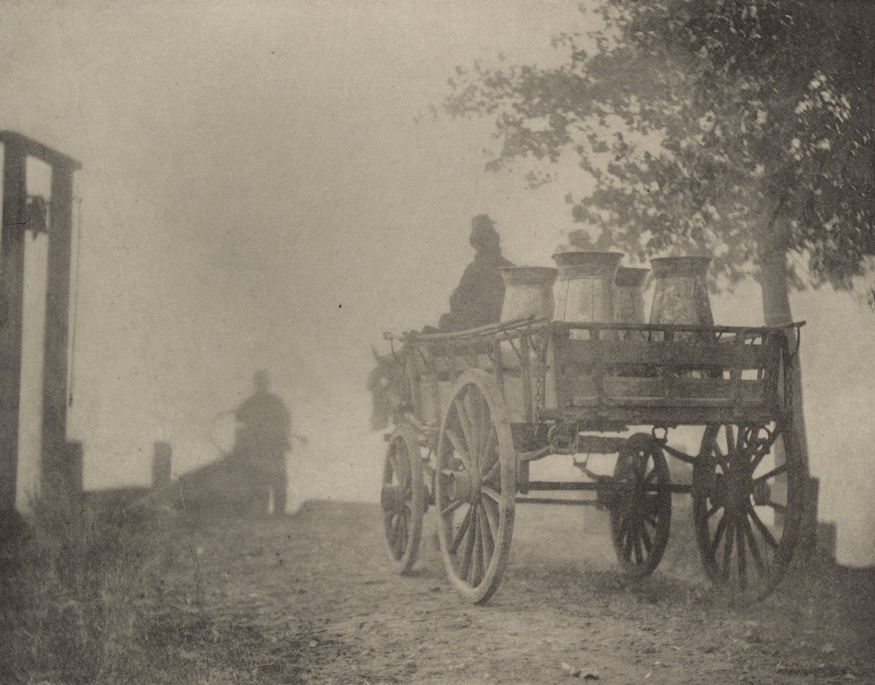 U přívozu - mlhavé ráno,1890-1891, vytištěno 1893 (foto) od Peter Henry Emerson