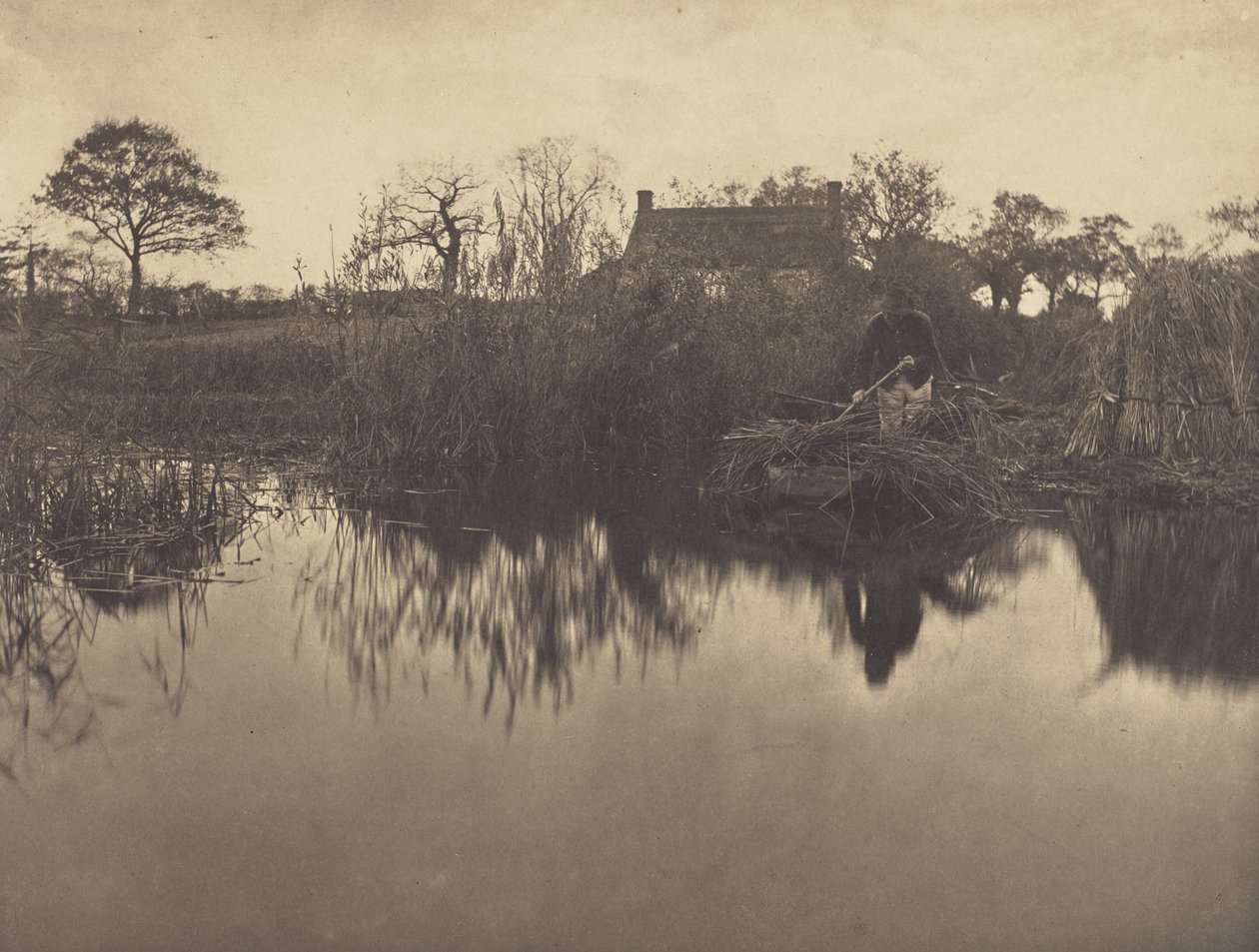 Posunování loďky bidlem na Gladdonu od Peter Henry Emerson