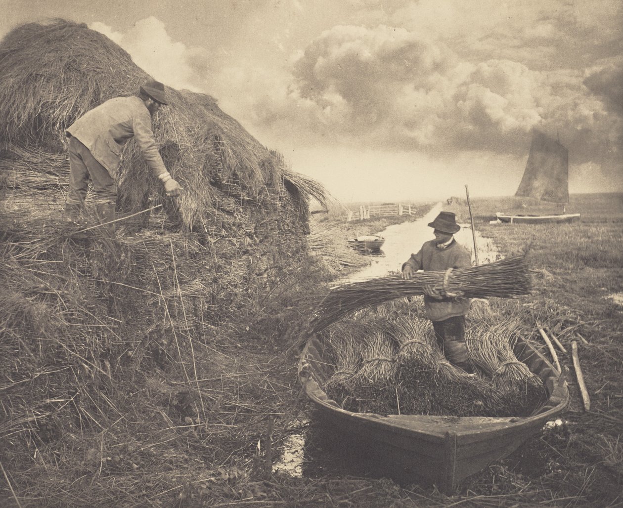 Skládání rákosu do stohu od Peter Henry Emerson
