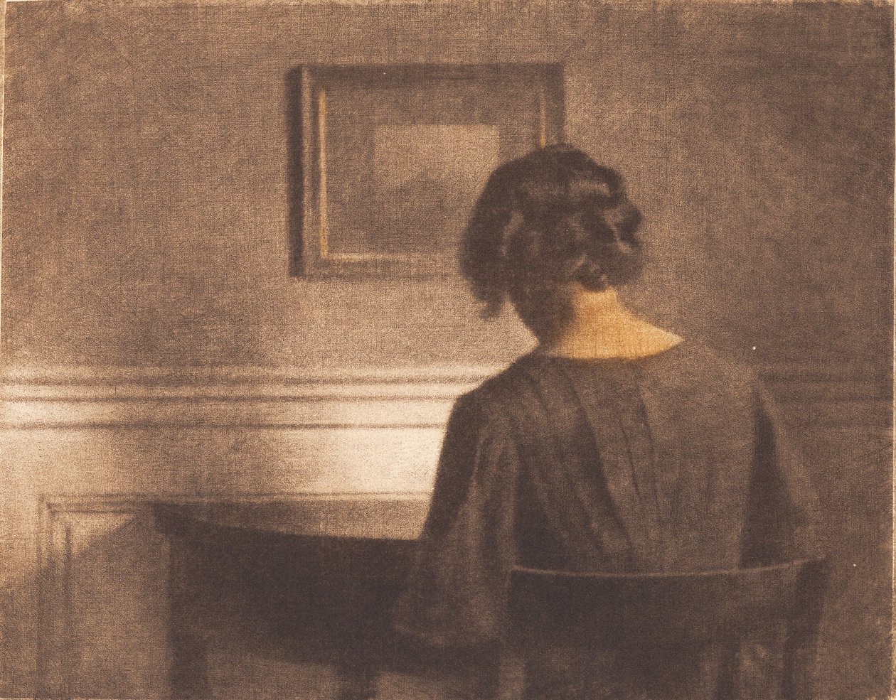 Mladá dívka u půlkulatého stolu od Peter Vilhelm Ilsted