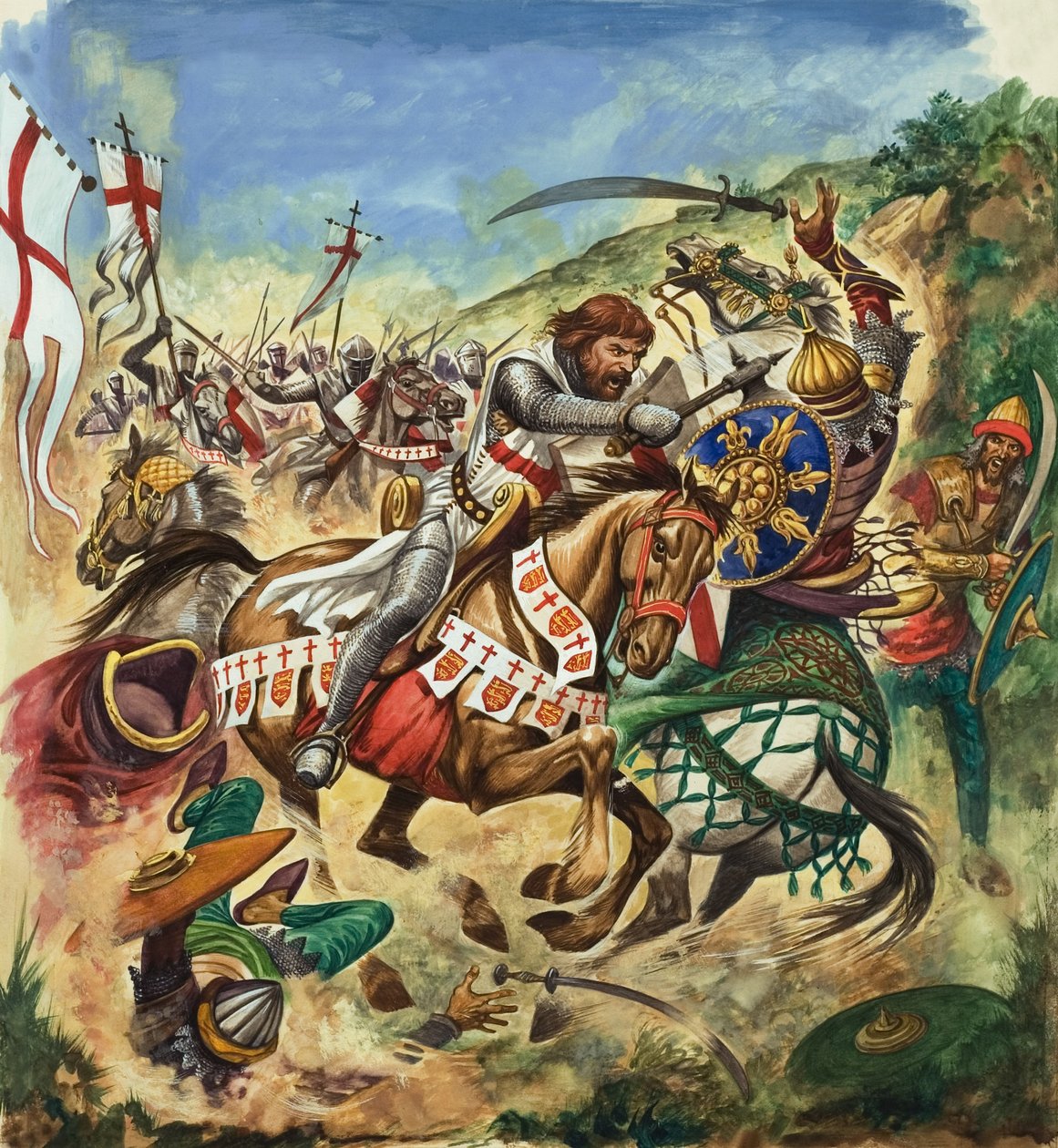 Richard Lví srdce (1157-99) během třetí křížové výpravy (kvaš na papíře) od Peter Jackson