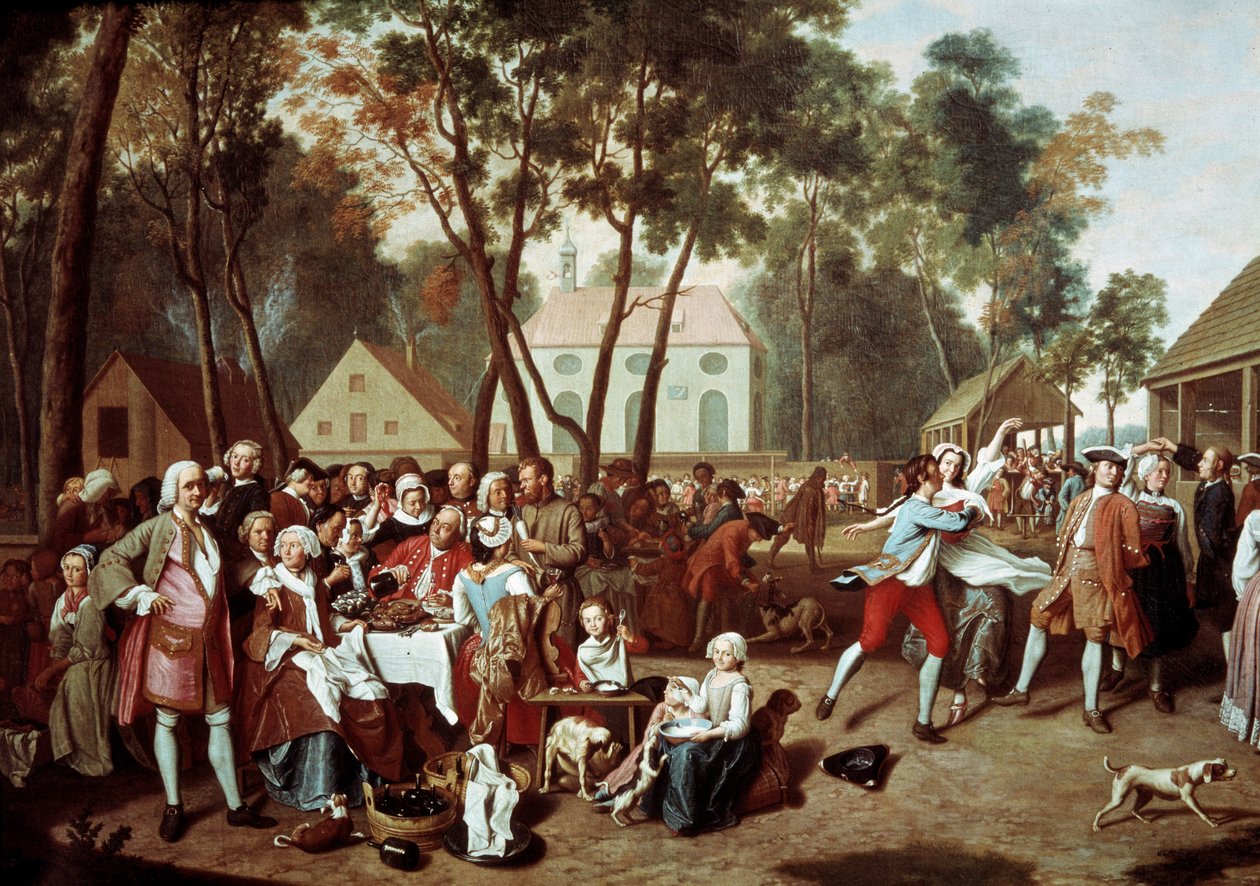 Jarmark v Grosshesselohe v Německu Village Party. Obraz Petera Jacoba Horemanse (1700-1776) od Peter Jacob Horemans