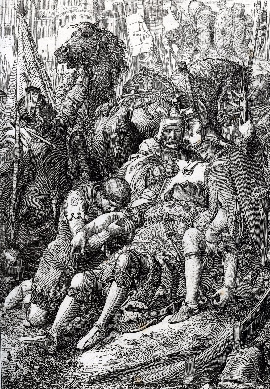 Král Vilém Dobyvatel zranění od jeho syna Roberta II. z Normandie dit Courteheuse (1051-1134) v pevnosti Gerberoy od Peter Johann Nepomuck Geiger