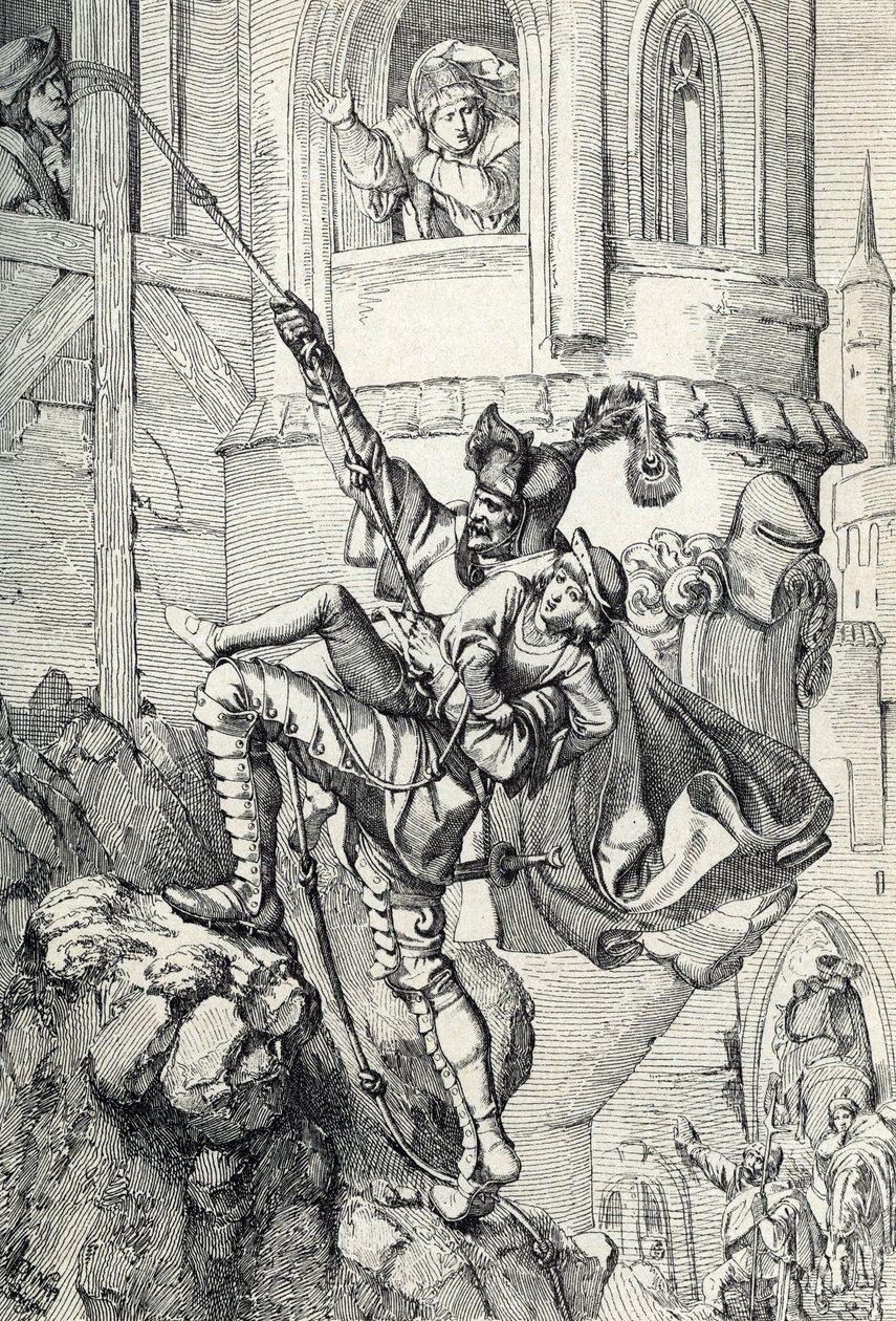 Prinzenraub: Únos knížat Ernesta a Alberta, syna Fridricha II. Saského v červenci 1455 rytířem Kunzem von Kaufungen (Kunz unesl Fridrichovi Saskému dva syny, Ernesta a Alberta, z hradu Altenburg v místě zvaném Prinze od Peter Johann Nepomuck Geiger