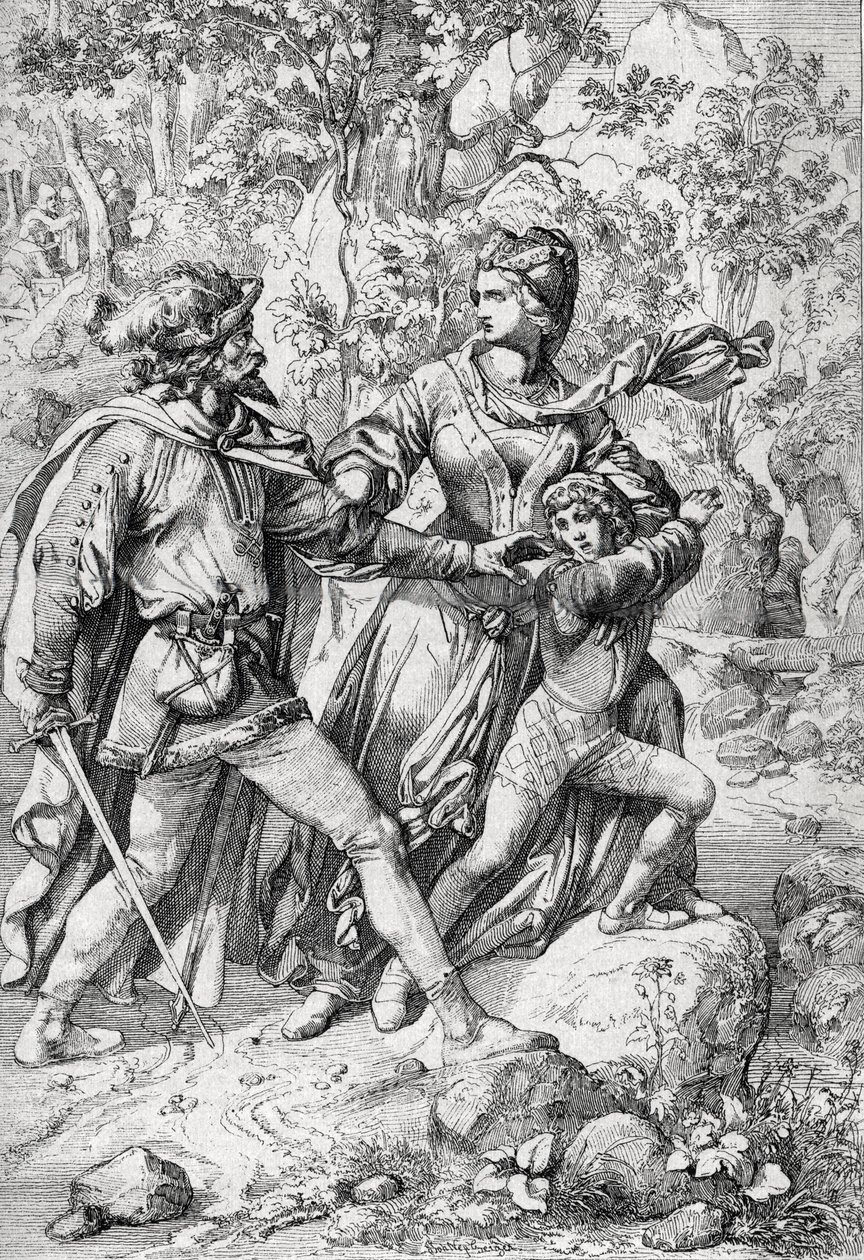 Anglická královna Margaret z Anjou (1430-1482) a její syn Edward zachráněni lupičem během letu po triumfu Yorkistů od Peter Johann Nepomuck Geiger