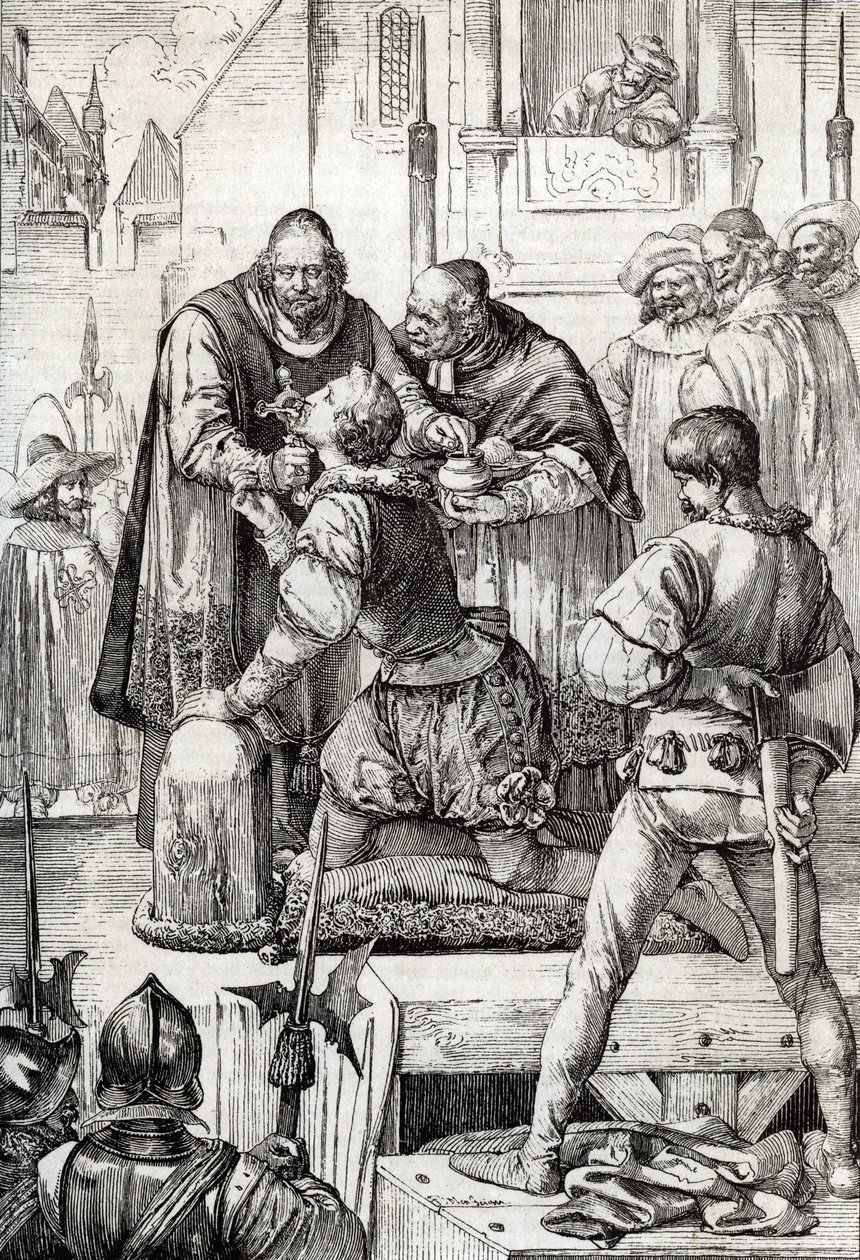 Devadesátiletá válka (neboli povstání Nizozemska) (1568-1648): dekolace Lamorala, hraběte z Egmontu, prince z Gavre (1522-1568), nizozemského politika - byl odsouzen v rámci Rady problémů ( nebo Krevní rada) zřízená od Peter Johann Nepomuck Geiger