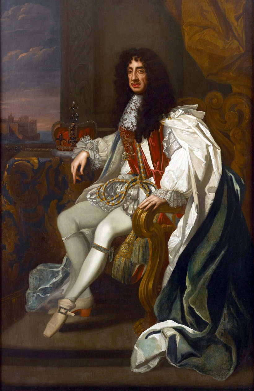 Baroko: Portrét Karla II. z Anglie (1630-1685), v rouše Řádu podvazku par Lely, Sir Peter (1618-1680). Olej na plátně, 213,5x140. Soukromá sbírka od Peter Lely