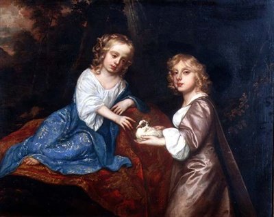 Dvojportrét Charlese Dormera (1652-73), vikomta Ascotta a jeho sestry lady Elizabeth Dormerové (1653-77) (olej na plátně) od Peter Lely