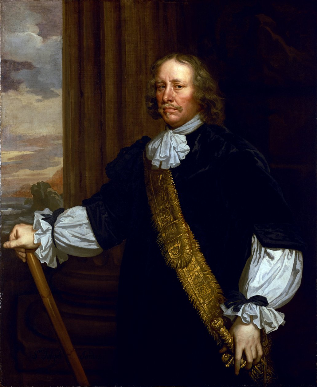 Portrét viceadmirála sira Josepha Jordana (1603-1685), vlajkonoše Lowestoftu, vztahující se k bitvě u Lowestoftu (Anglie) od Peter Lely