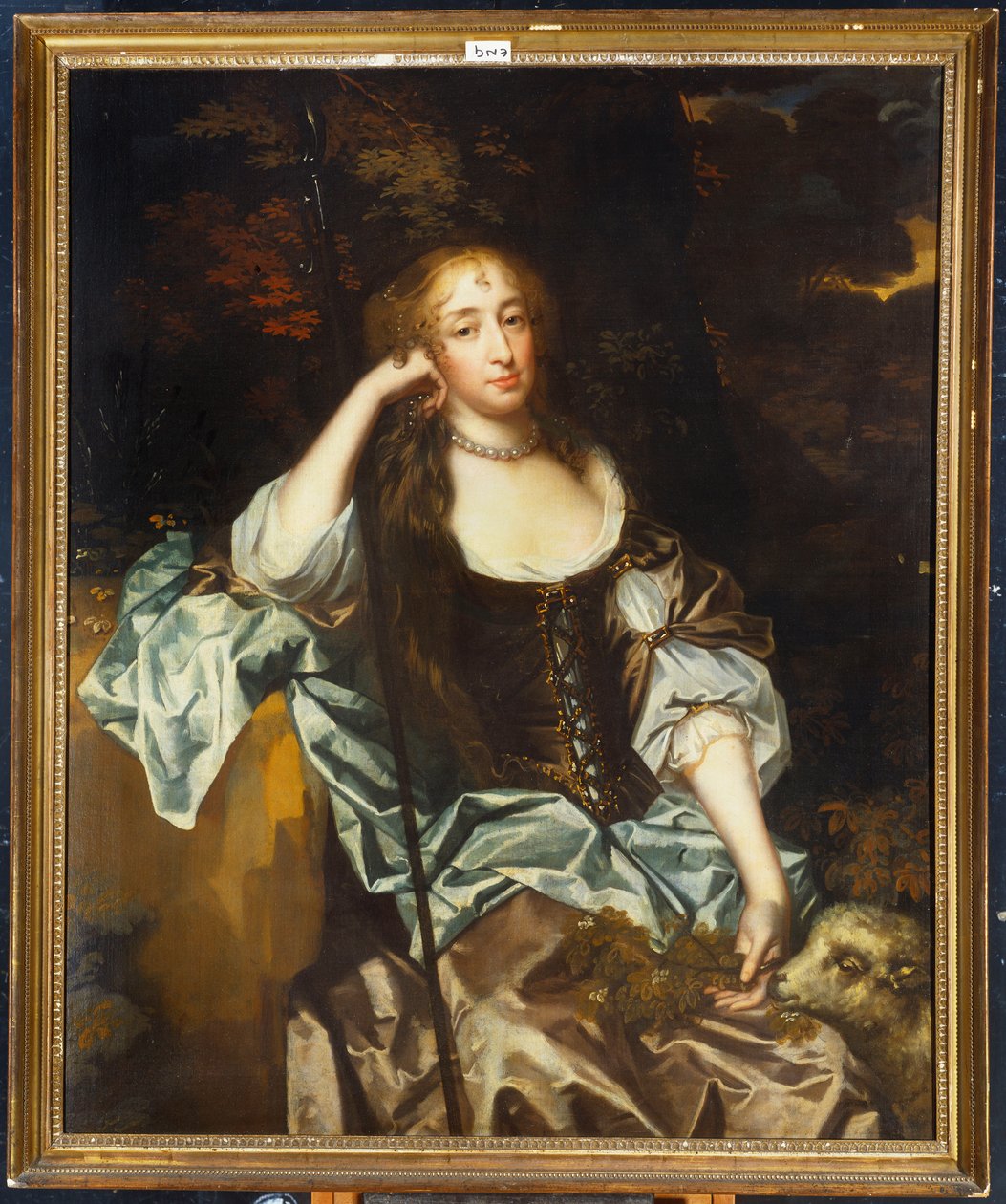 Portrét dámy s jehněčím po boku od Peter Lely