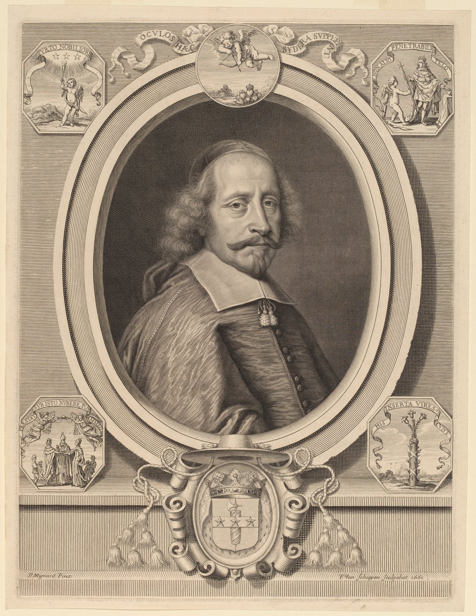 kardinál Jules Mazarin od Peter Ludwig van Schuppen after Pierre Mignard I