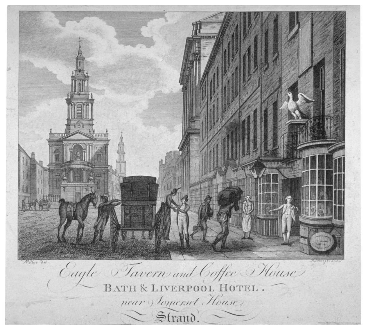 Mimo Eagle Tavern and Coffee House, Bath & Liverpool Hotel, Londýn, c1800 od Peter Mazell
