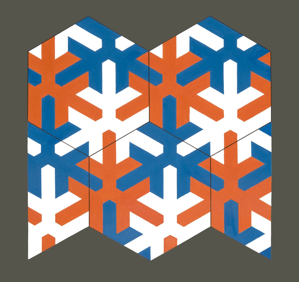 Hexagonální šablona, 2007 (akryl na papíře) od Peter McClure