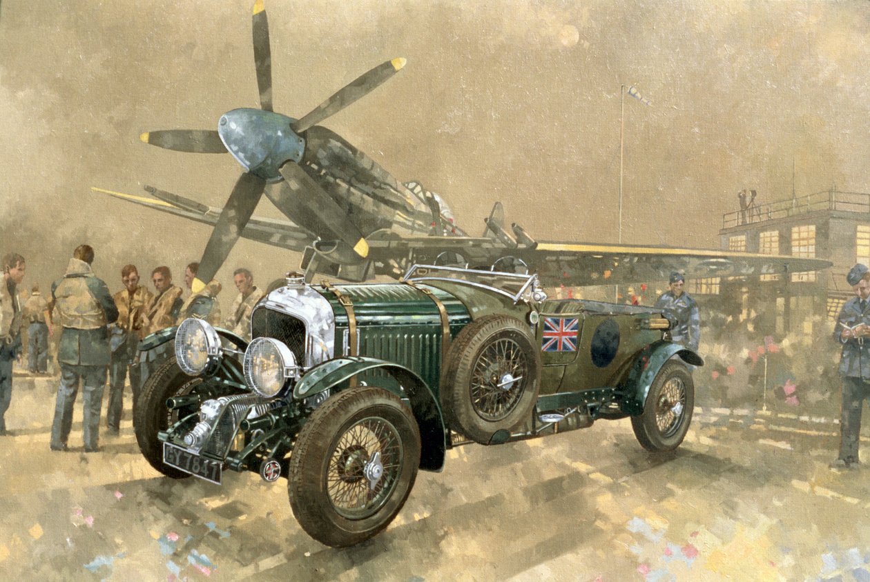 Bentley a Spitfire (olej na plátně) od Peter Miller