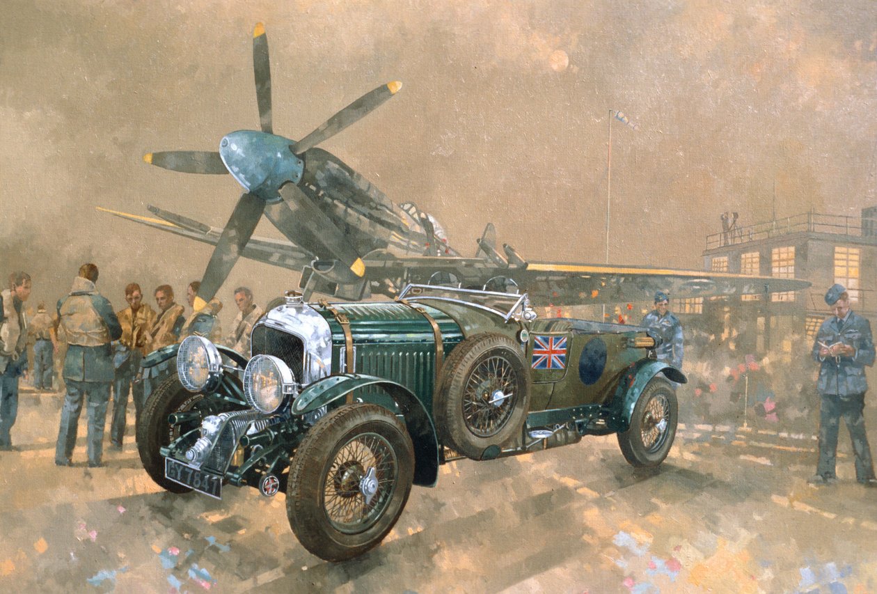 Bentley a Spitfire (olej na plátně) od Peter Miller