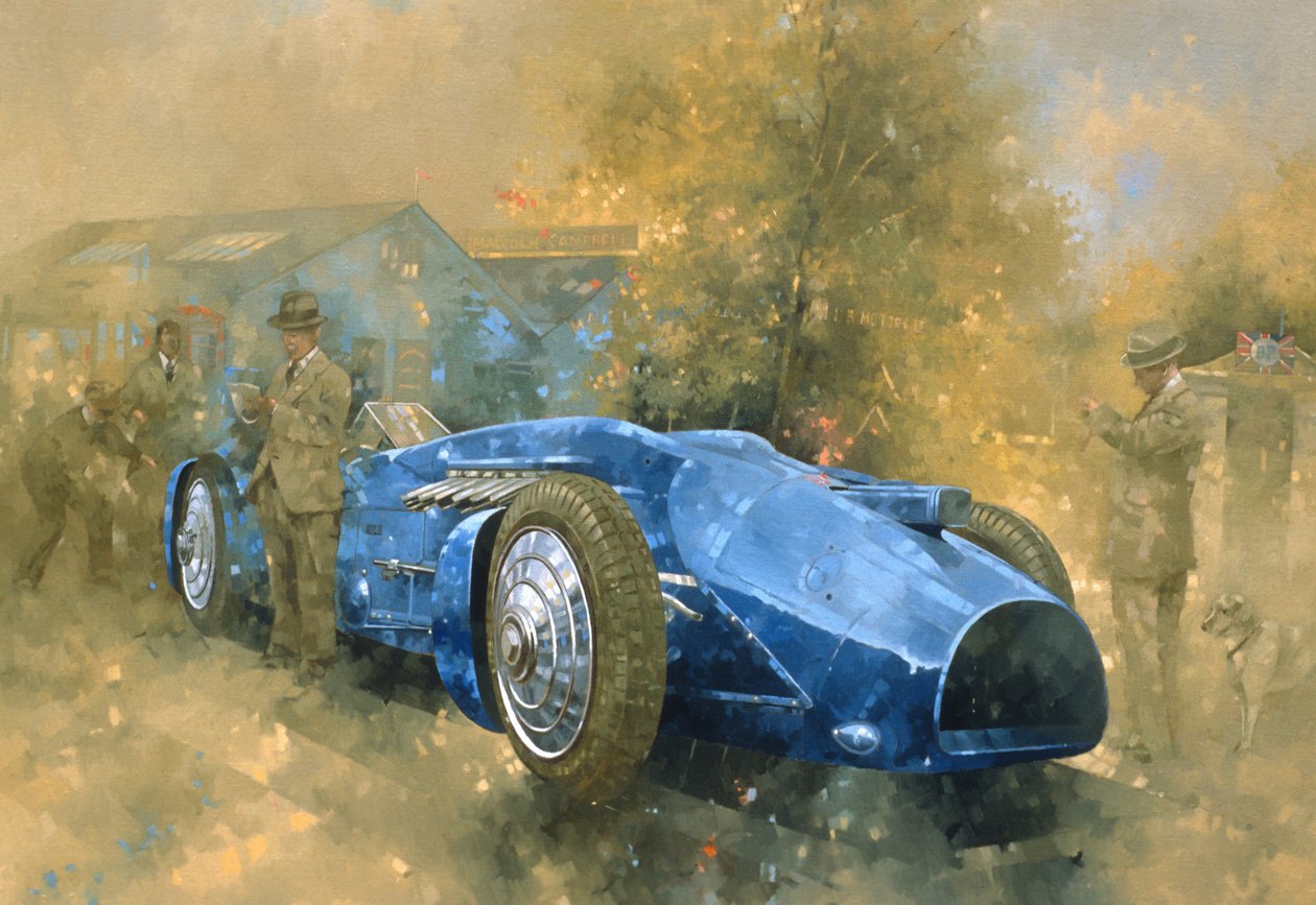 Bluebird at Brooklands (olej na plátně) od Peter Miller