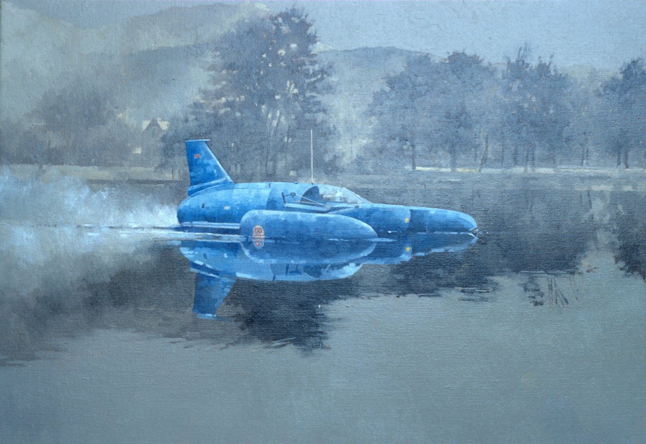Donald Campbell a Bluebird (olej na plátně) od Peter Miller