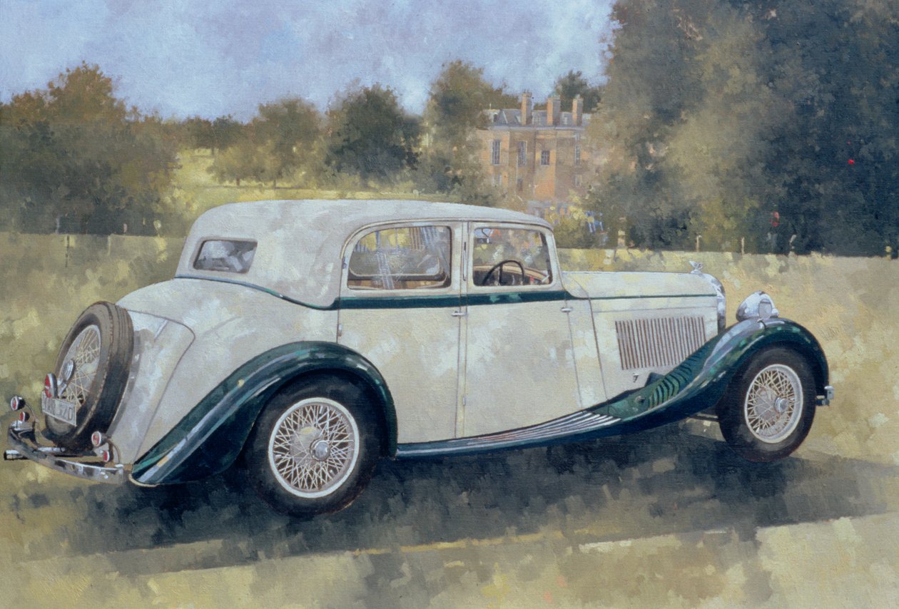 Zelené a bílé Bentley v Althorp (olej na plátně) od Peter Miller