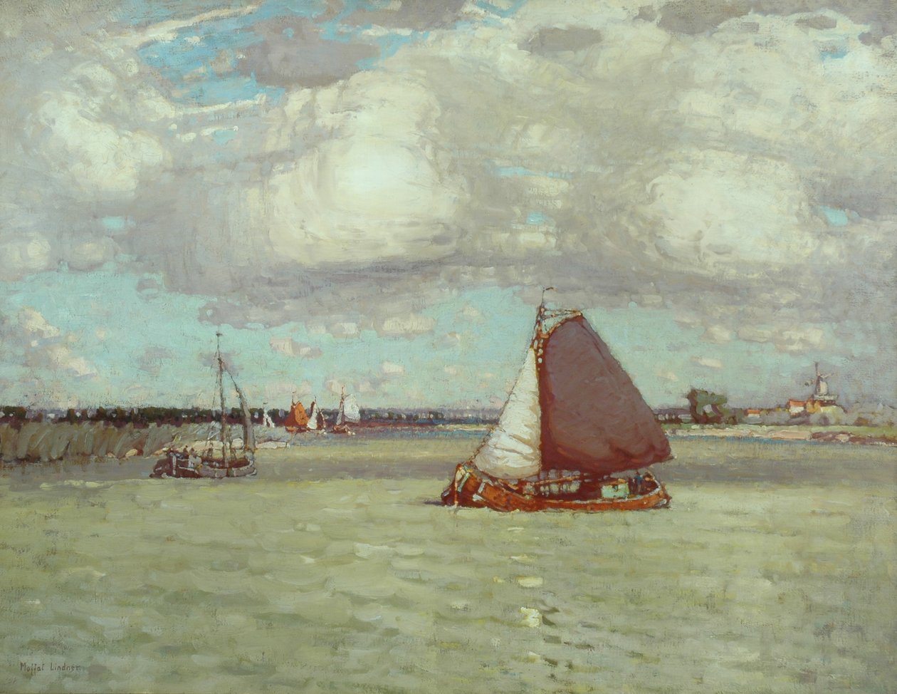 A Dutch River, cca 1904 (olej na plátně) od Peter Moffat Lindner