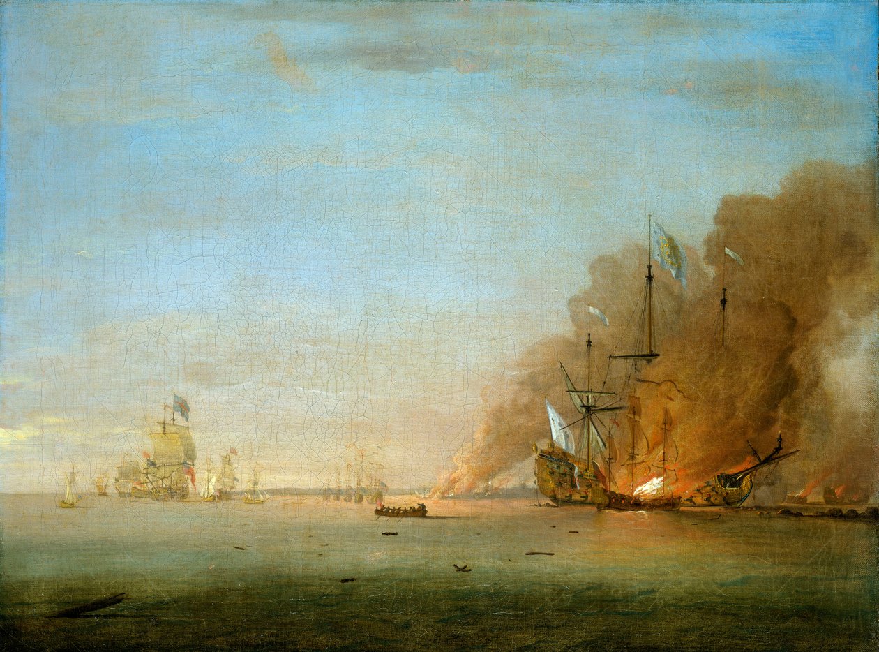 Zničení lodi Soleil Royal v bitvě u La Hogue, 23. května 1692 od Peter Monamy