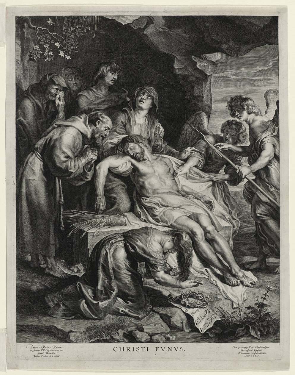Mrtvý Kristus na kolenou Panny, vyryl Paulus Pontius od Peter Paul (after) Rubens