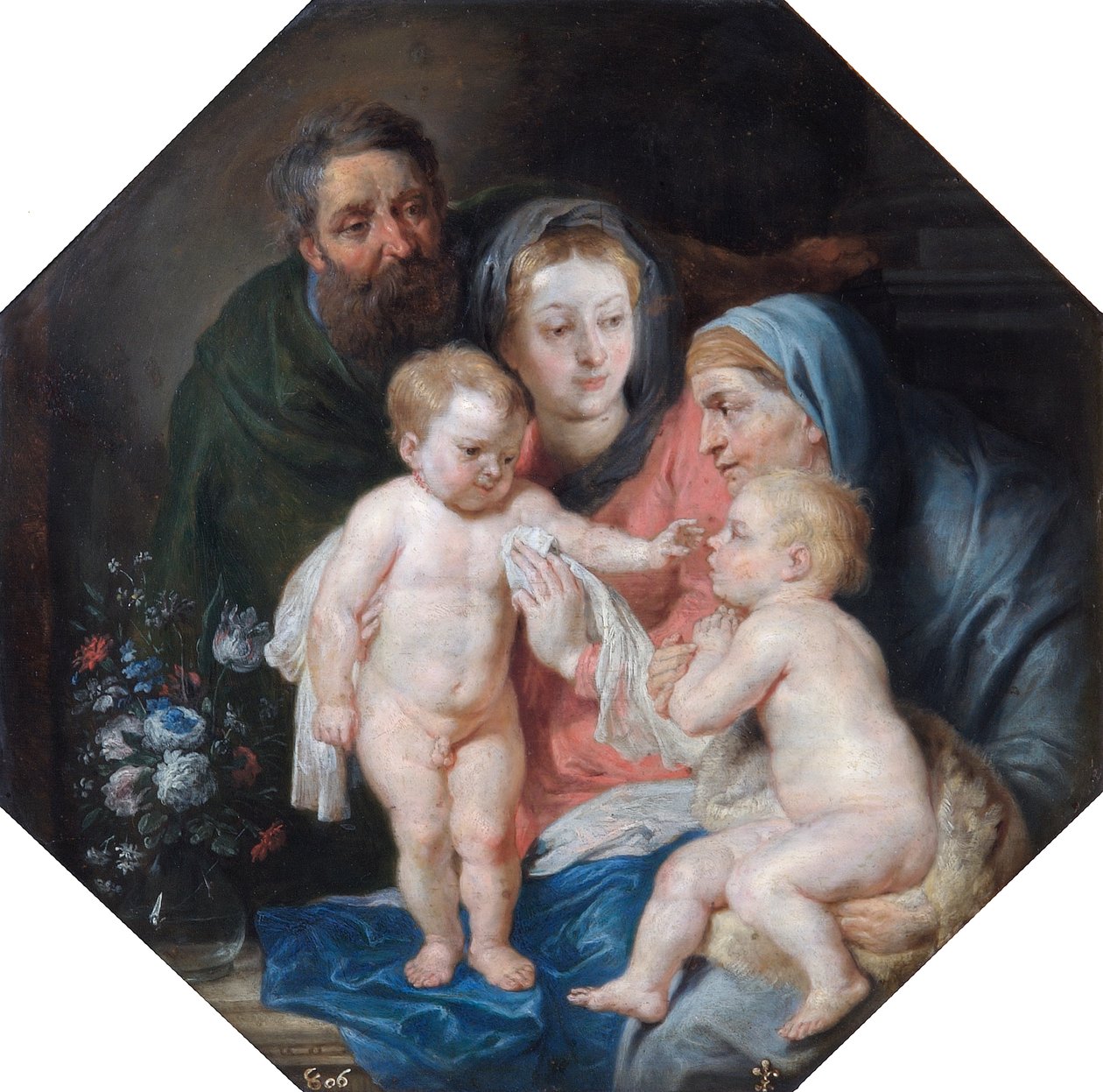 Svatá rodina se svatou Alžbětou a svatým Janem (olej na mědi) od Peter Paul (after) Rubens
