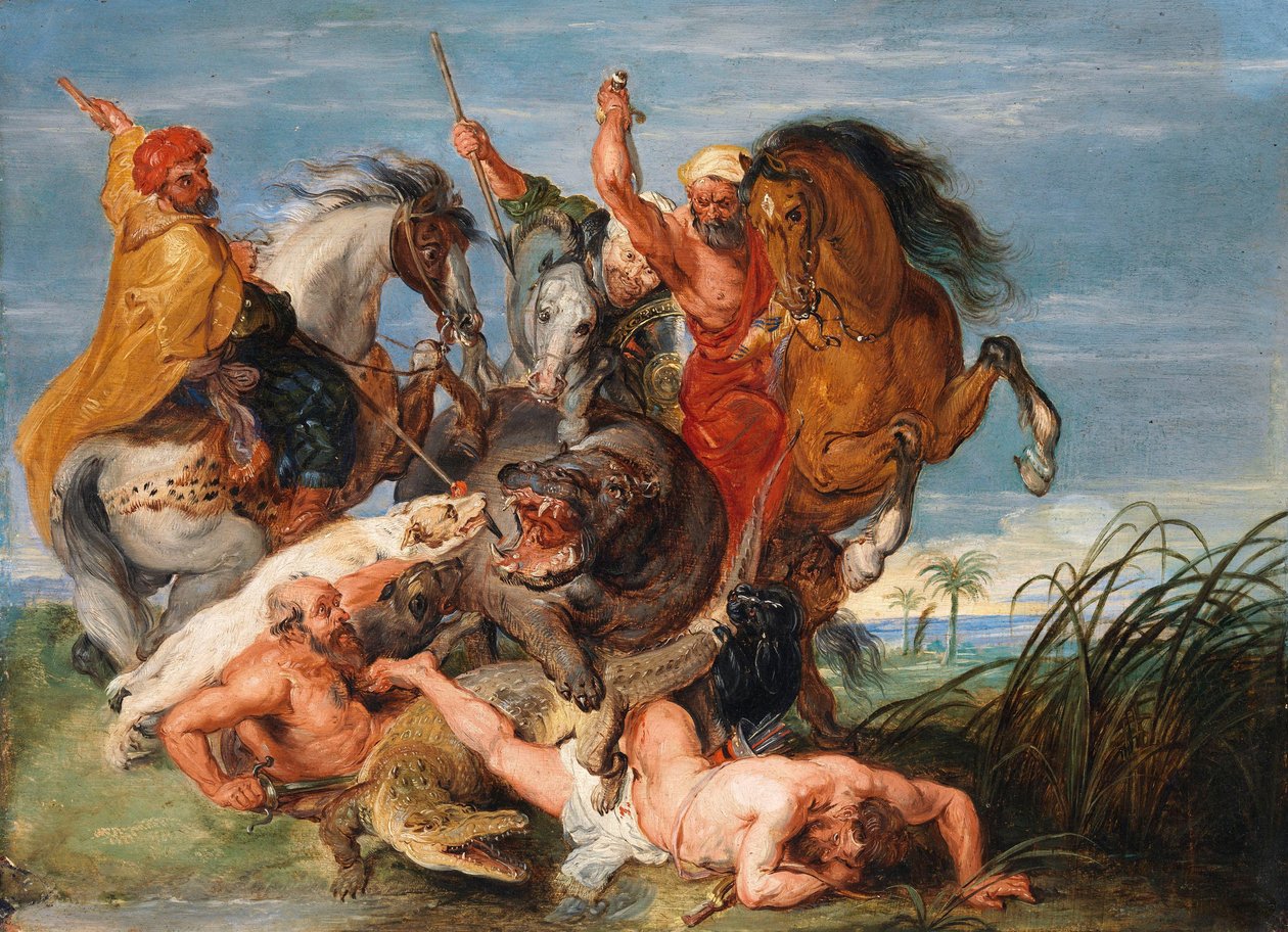 Lov na hrocha a krokodýla od Peter Paul Rubens