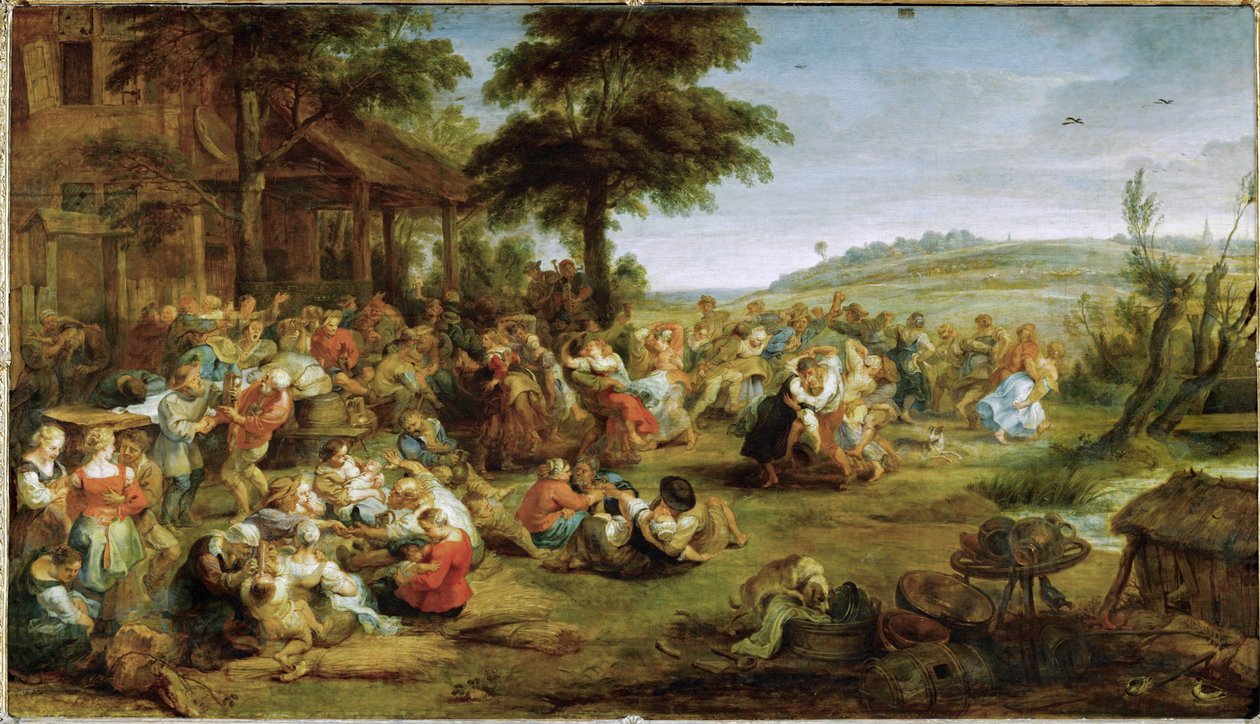 Církevní slavnost nebo svatba ve vesnici, asi 1635-38 (olej na dřevě) od Peter Paul Rubens