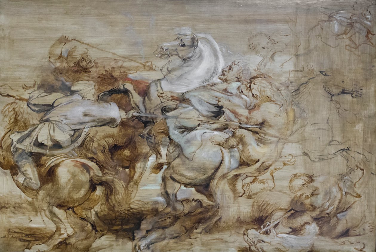 Lov na lva, asi 1614-15 (olej na dubovém dřevě) od Peter Paul Rubens