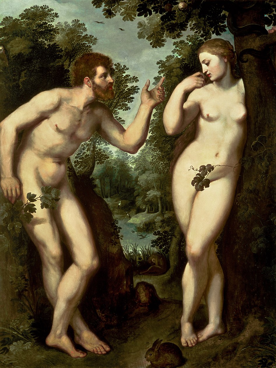 Adam a Eva, kolem roku 1599 (olej na panelu) od Peter Paul Rubens