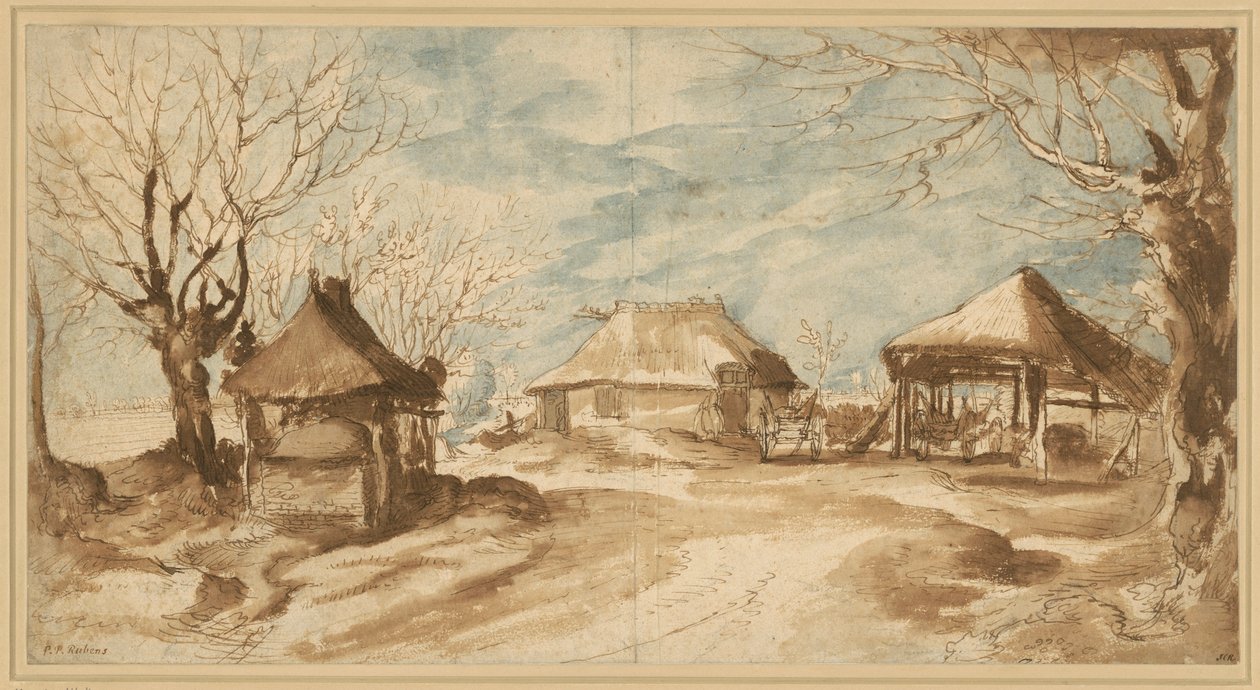 Venkovský dům se třemi stodolami od Peter Paul Rubens