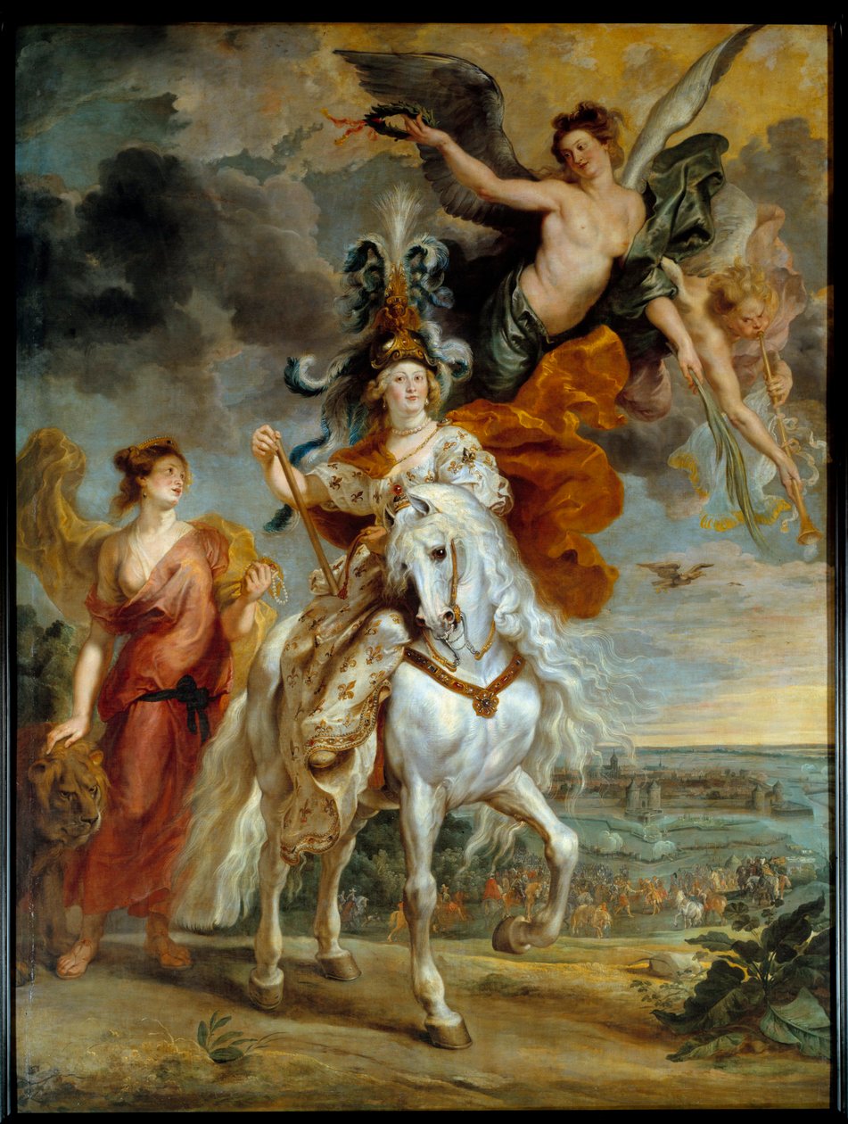 Cyklus Medicis: „“Triumf Juliers dne 1. září 1610““ (aneb cesta Marie de Medicis k mostu Ce v Anjou“ Královna je znázorněna na koni. Obraz Pierre Paul (Pierre-Paul) Rubens (nebo Peter Paul nebo Petrus Paulus) (1577-1640) 16 od Peter Paul Rubens